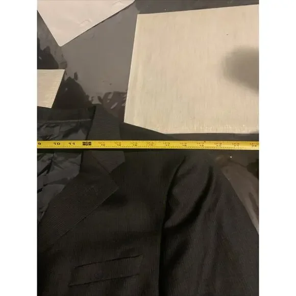 ARMANI Blazer COLLEZIONI Black stripe Wool Sz 42R - Picture 6 of 10